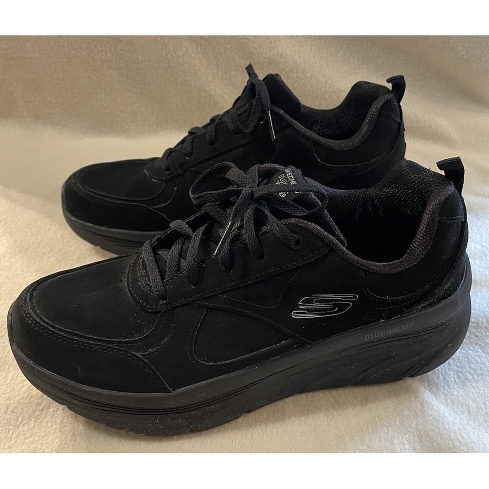 Skechers D'Lux Walker Womens Sz 10 Air Cooled Memory Foam Black Shoes Sneakers